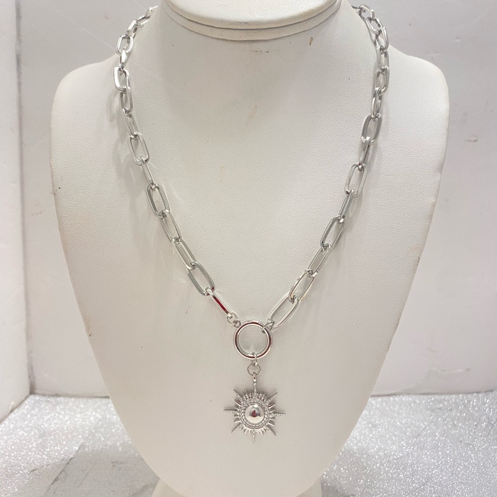 Silver Sun Pendant Necklace